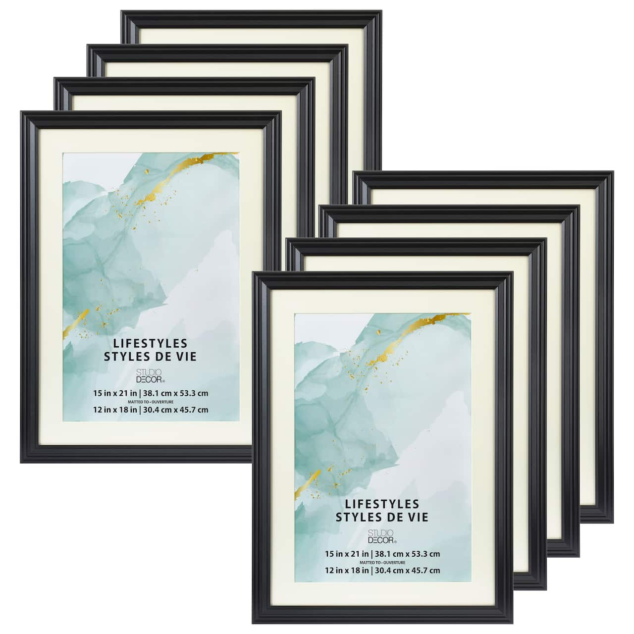 8 Pack: Black 12&#x22; x 18&#x22; Frame With Mat, Lifestyles&#x2122; by Studio D&#xE9;cor&#xAE;